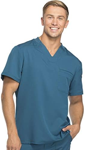 Dickies Dynamix Scrubs for Men Athletic Inspired V Neck Chest Pocket Scrub Top with Four Way Stretch & Moisture Wicking DK610