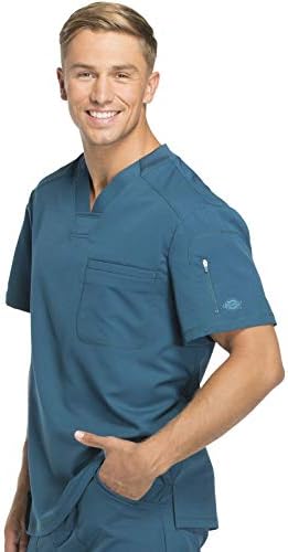 Dickies Dynamix Scrubs for Men Athletic Inspired V Neck Chest Pocket Scrub Top with Four Way Stretch & Moisture Wicking DK610