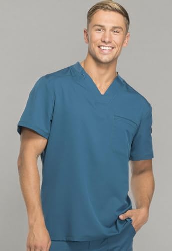 Dickies Dynamix Scrubs for Men Athletic Inspired V Neck Chest Pocket Scrub Top with Four Way Stretch & Moisture Wicking DK610