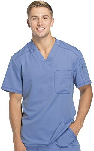 Dickies Dynamix Scrubs for Men Athletic Inspired V Neck Chest Pocket Scrub Top with Four Way Stretch & Moisture Wicking DK610