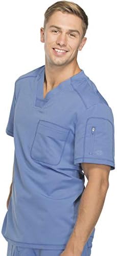 Dickies Dynamix Scrubs for Men Athletic Inspired V Neck Chest Pocket Scrub Top with Four Way Stretch & Moisture Wicking DK610