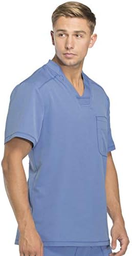 Dickies Dynamix Scrubs for Men Athletic Inspired V Neck Chest Pocket Scrub Top with Four Way Stretch & Moisture Wicking DK610
