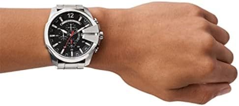 Diesel Mens Mega Chief Stainless Steel Bracelet  Silicone or Leather Band Watch with Analog or Digital Movement