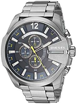 Diesel Mens Mega Chief Stainless Steel Bracelet  Silicone or Leather Band Watch with Analog or Digital Movement