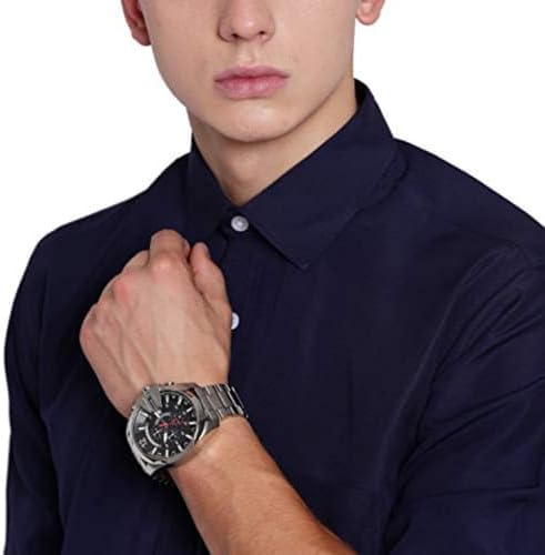 Diesel Mens Mega Chief Stainless Steel Bracelet  Silicone or Leather Band Watch with Analog or Digital Movement