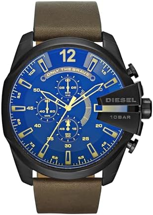 Diesel Mens Mega Chief Stainless Steel Bracelet  Silicone or Leather Band Watch with Analog or Digital Movement
