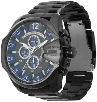 Diesel Mens Mega Chief Stainless Steel Bracelet  Silicone or Leather Band Watch with Analog or Digital Movement