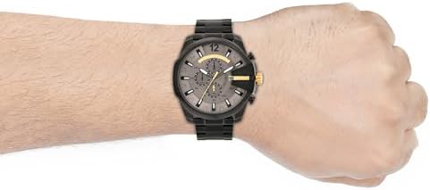 Diesel Mens Mega Chief Stainless Steel Bracelet  Silicone or Leather Band Watch with Analog or Digital Movement