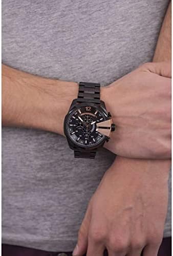 Diesel Mens Mega Chief Stainless Steel Bracelet  Silicone or Leather Band Watch with Analog or Digital Movement