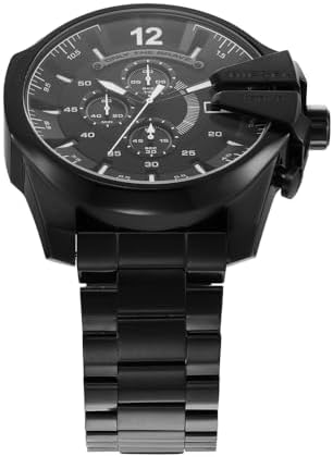 Diesel Mens Mega Chief Stainless Steel Bracelet  Silicone or Leather Band Watch with Analog or Digital Movement
