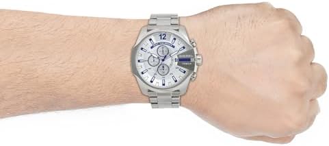 Diesel Mens Mega Chief Stainless Steel Bracelet  Silicone or Leather Band Watch with Analog or Digital Movement