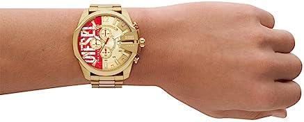 Diesel Mens Mega Chief Stainless Steel Bracelet  Silicone or Leather Band Watch with Analog or Digital Movement