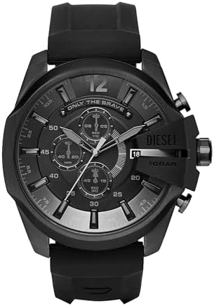Diesel Mens Mega Chief Stainless Steel Bracelet  Silicone or Leather Band Watch with Analog or Digital Movement
