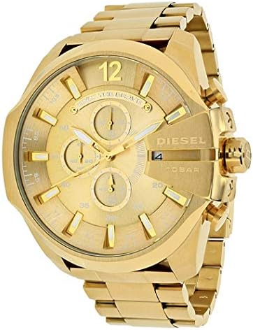 Diesel Mens Mega Chief Stainless Steel Bracelet  Silicone or Leather Band Watch with Analog or Digital Movement