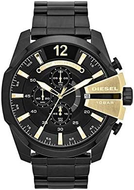Diesel Mens Mega Chief Stainless Steel Bracelet  Silicone or Leather Band Watch with Analog or Digital Movement