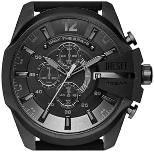Diesel Mens Mega Chief Stainless Steel Bracelet  Silicone or Leather Band Watch with Analog or Digital Movement