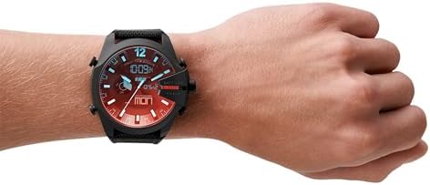 Diesel Mens Mega Chief Stainless Steel Bracelet  Silicone or Leather Band Watch with Analog or Digital Movement