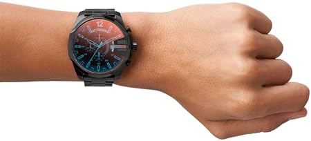 Diesel Mens Mega Chief Stainless Steel Bracelet  Silicone or Leather Band Watch with Analog or Digital Movement