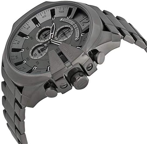 Diesel Mens Mega Chief Stainless Steel Bracelet  Silicone or Leather Band Watch with Analog or Digital Movement