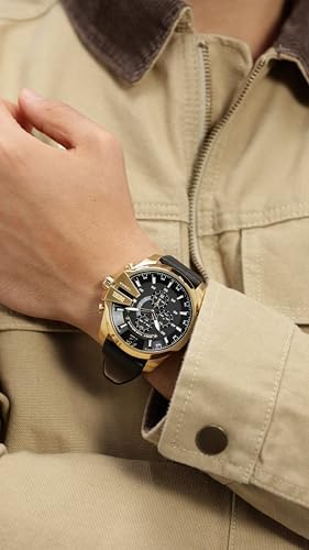 Diesel Mens Mega Chief Stainless Steel Bracelet  Silicone or Leather Band Watch with Analog or Digital Movement