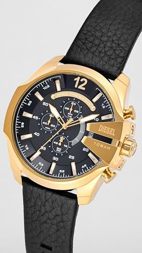 Diesel Mens Mega Chief Stainless Steel Bracelet  Silicone or Leather Band Watch with Analog or Digital Movement