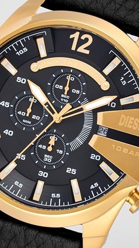 Diesel Mens Mega Chief Stainless Steel Bracelet  Silicone or Leather Band Watch with Analog or Digital Movement