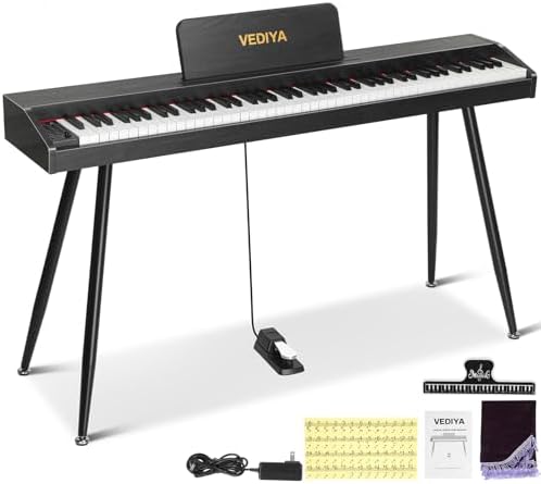 Digital Piano Keyboard 88 key Semi Weighted Electric Piano Full Size Acoustic Piano for Beginners with Pedal  USB MIDI Compatibility  Black 