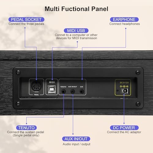 Digital Piano Keyboard 88 key Semi Weighted Electric Piano Full Size Acoustic Piano for Beginners with Pedal  USB MIDI Compatibility  Black 