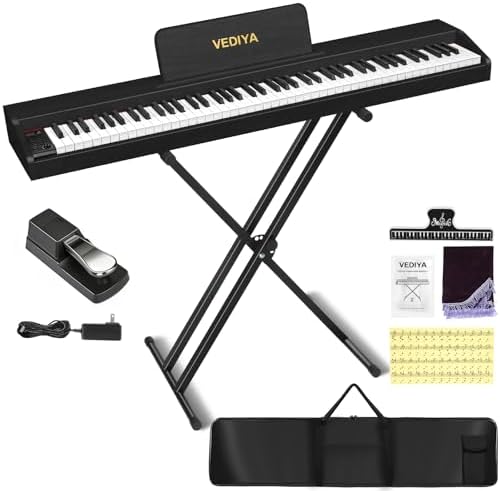 Digital Piano Keyboard 88 key Semi Weighted Electric Piano Full Size Acoustic Piano for Beginners with Pedal  USB MIDI Compatibility  Black 