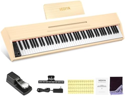 Digital Piano Keyboard 88 key Semi Weighted Electric Piano Full Size Acoustic Piano for Beginners with Pedal  USB MIDI Compatibility  Black 