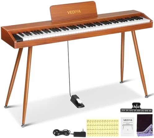 Digital Piano Keyboard 88 key Semi Weighted Electric Piano Full Size Acoustic Piano for Beginners with Pedal  USB MIDI Compatibility  Black 