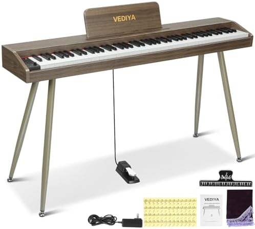 Digital Piano Keyboard 88 key Semi Weighted Electric Piano Full Size Acoustic Piano for Beginners with Pedal  USB MIDI Compatibility  Black 