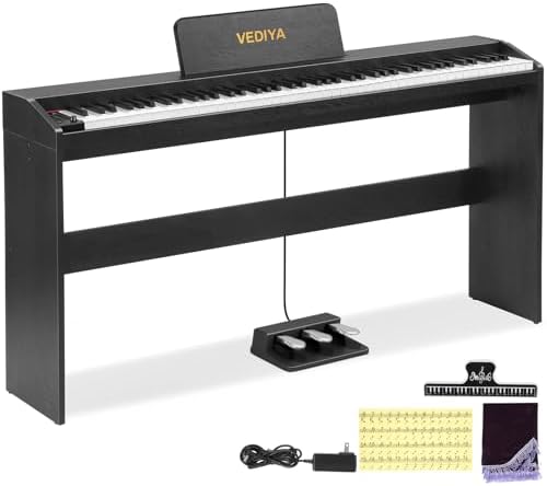 Digital Piano Keyboard 88 key Semi Weighted Electric Piano Full Size Acoustic Piano for Beginners with Pedal  USB MIDI Compatibility  Black 