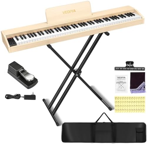 Digital Piano Keyboard 88 key Semi Weighted Electric Piano Full Size Acoustic Piano for Beginners with Pedal  USB MIDI Compatibility  Black 