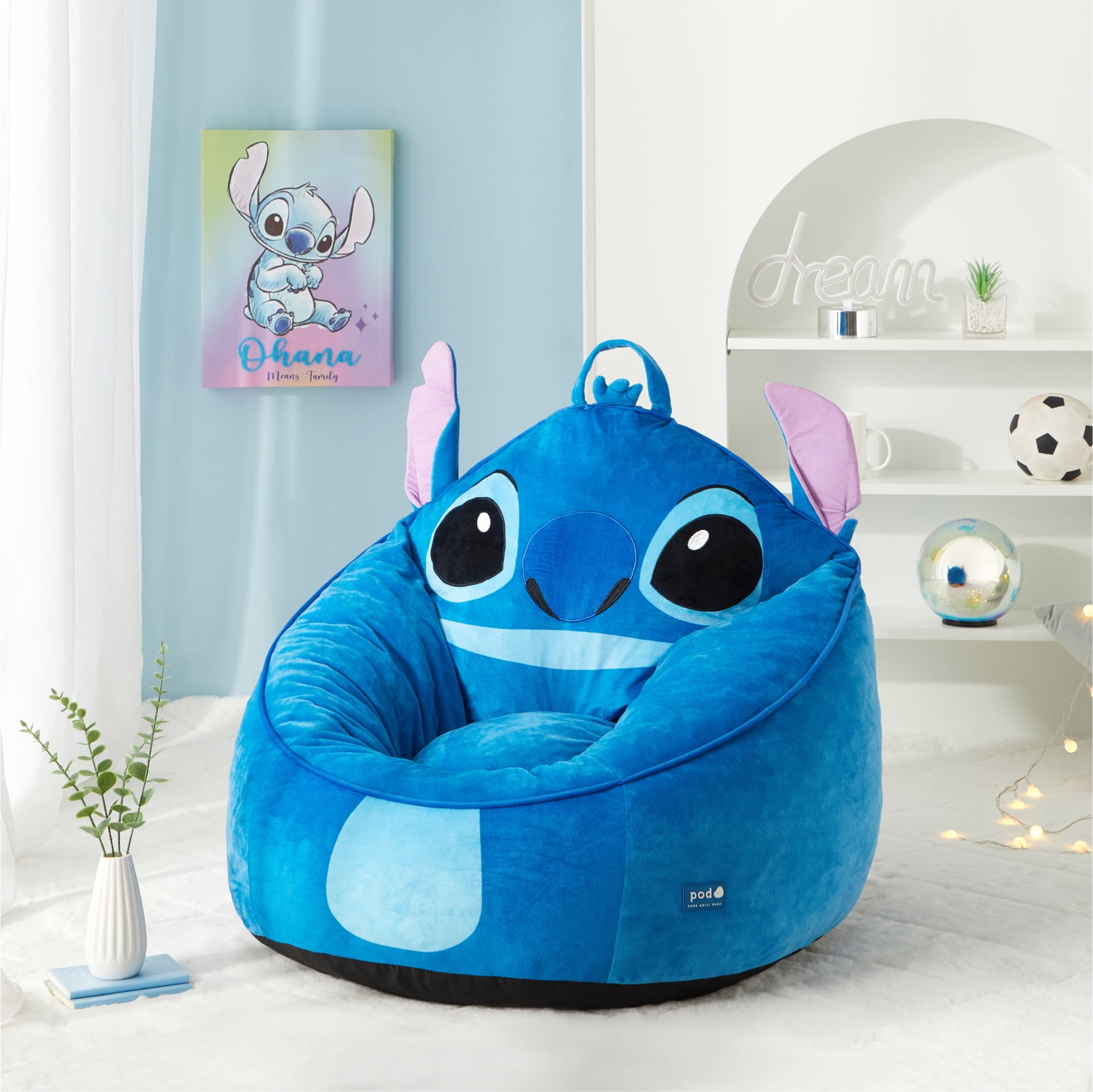 Disney Stitch Kids  Compressed Foam Bean Bag Chair  Blue