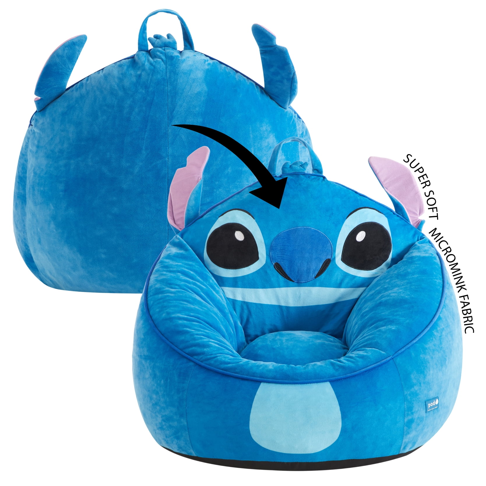 Disney Stitch Kids  Compressed Foam Bean Bag Chair  Blue