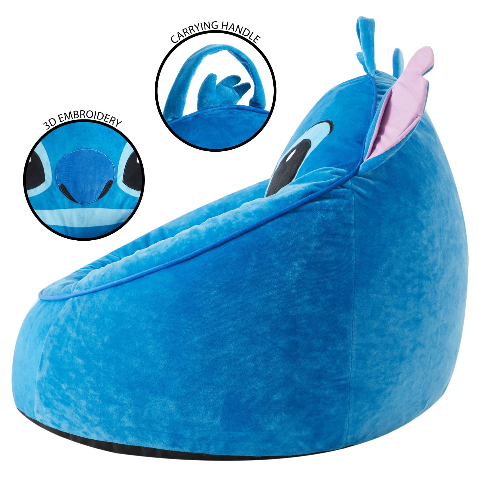 Disney Stitch Kids  Compressed Foam Bean Bag Chair  Blue