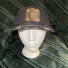 Distressed Louis Vuitton Logo Upcycled Trucker Hat