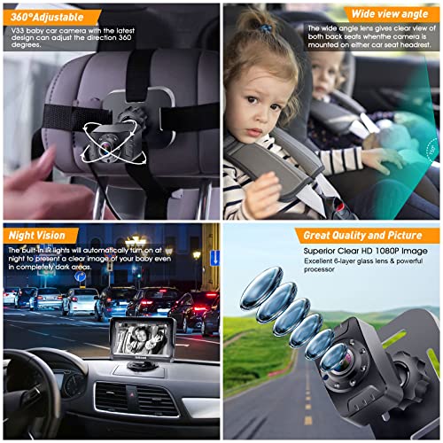 DoHonest Baby Car Camera HD 1080P   Rear Facing Car Baby Monitor with Night Vision  Adjustable View Angle  Easy Setup  Anti Glare Display  Safety for Kids & Infants