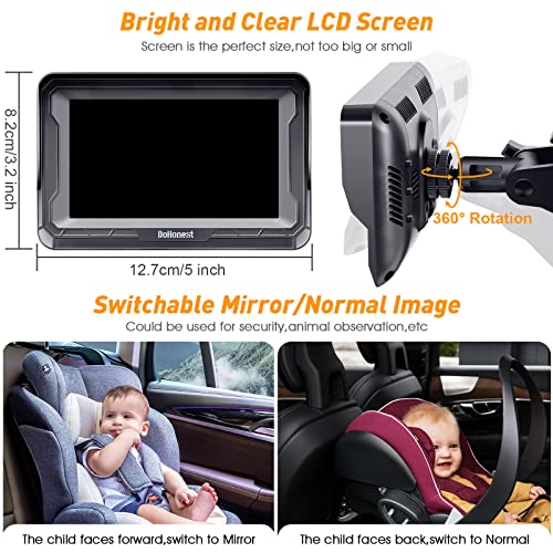 DoHonest Baby Car Camera HD 1080P   Rear Facing Car Baby Monitor with Night Vision  Adjustable View Angle  Easy Setup  Anti Glare Display  Safety for Kids & Infants