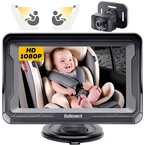 DoHonest Baby Car Camera HD 1080P   Rear Facing Car Baby Monitor with Night Vision  Adjustable View Angle  Easy Setup  Anti Glare Display  Safety for Kids & Infants