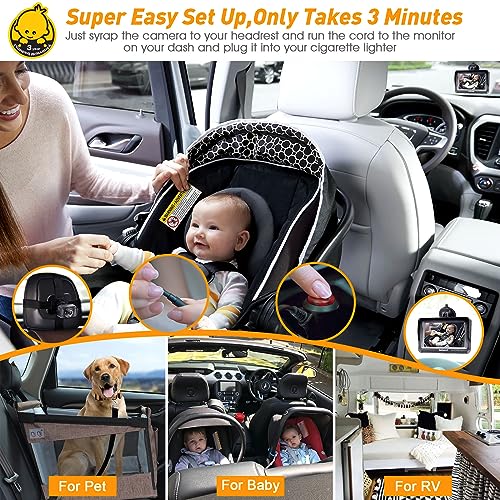 DoHonest Baby Car Camera HD 1080P   Rear Facing Car Baby Monitor with Night Vision  Adjustable View Angle  Easy Setup  Anti Glare Display  Safety for Kids & Infants