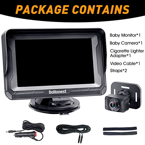 DoHonest Baby Car Camera HD 1080P   Rear Facing Car Baby Monitor with Night Vision  Adjustable View Angle  Easy Setup  Anti Glare Display  Safety for Kids & Infants