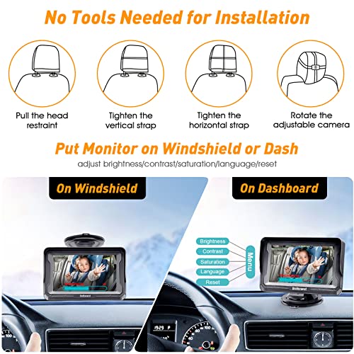 DoHonest Baby Car Camera HD 1080P   Rear Facing Car Baby Monitor with Night Vision  Adjustable View Angle  Easy Setup  Anti Glare Display  Safety for Kids & Infants