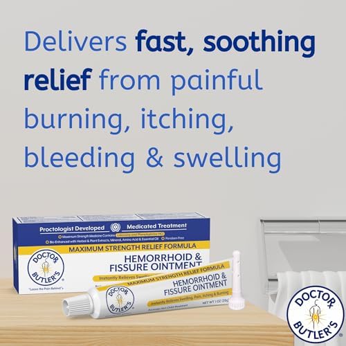 Doctor Butler s Hemorrhoid & Fissure Ointment   Hemorrhoid Treatment and Hemorrhoid Cream with Lidocaine and Phenylephrine HCI for Fast Acting Relief of Pain  Swelling  Discomfort  and Itching  1 oz