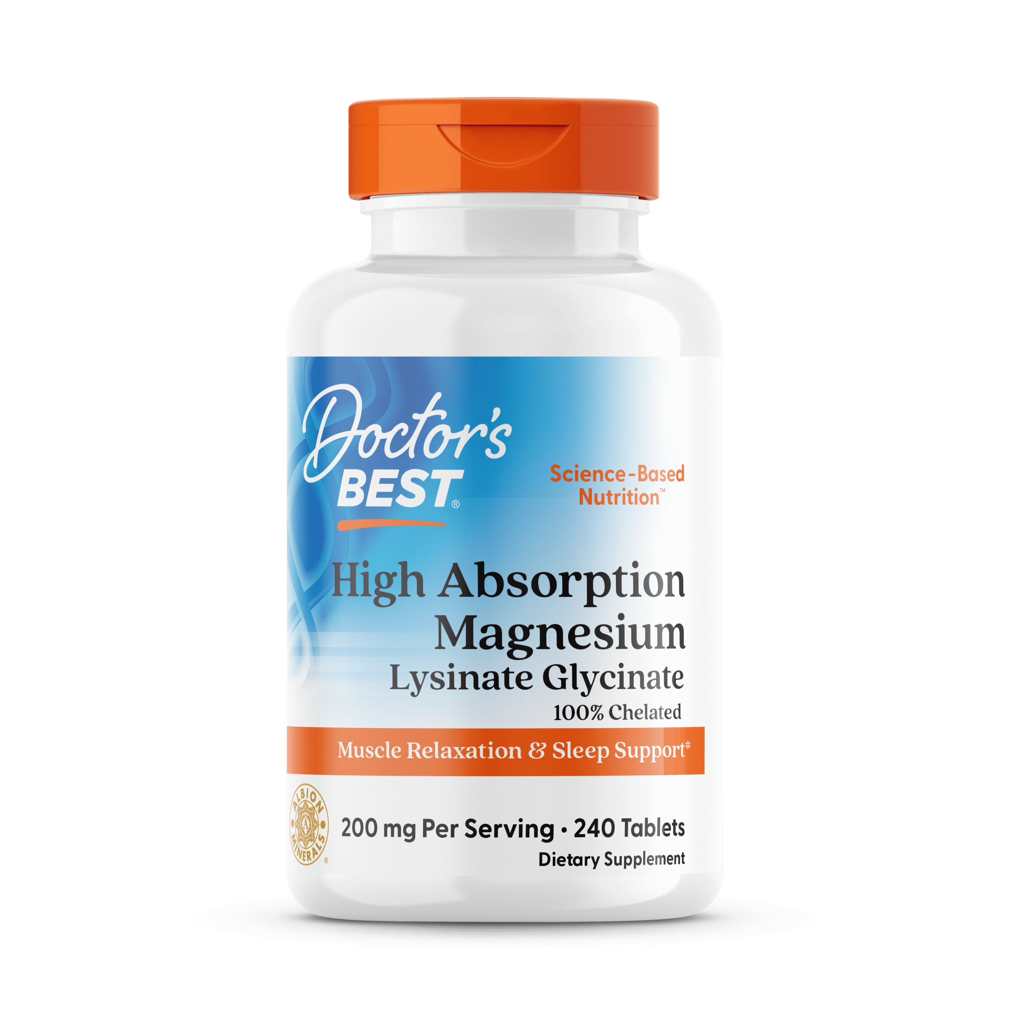 Doctor's Best Pastillas de Magnesio de Alta Absorción, 100 Mg, 240 Unidades