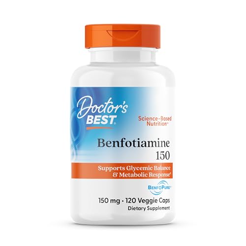 Doctors BEST Benfotiamine 150  Supports Glycemic Balance & Metabolic Response  Non GMO  Gluten Free  Soy Free  Vegan 120 Veggie Caps