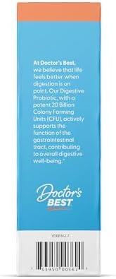 Doctors Best Digestive Probiotic Capsules for Women & Men   Probiotics Supplement for Digestive Health  Supports Gut Health & Balanced Flora  20 Billion CFU  Daily Nutrition Support   30 Veg Caps
