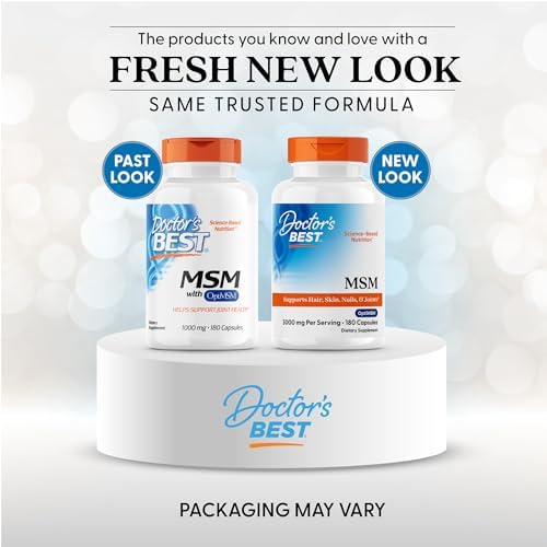 Doctors Best MSM Supplement Capsules for Men & Women   Supports Hair  Skin  Nails  Joint Health & Mobility  3000 mg Per Serving  Delivers Beneficial Sulfur w/OptiMSM  Gluten Free  Non GMO   180 Caps
