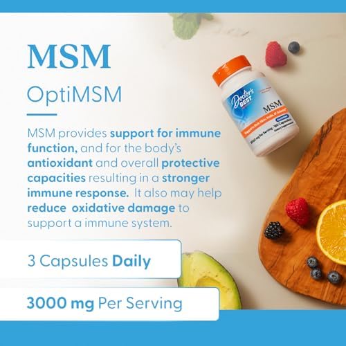Doctors Best MSM Supplement Capsules for Men & Women   Supports Hair  Skin  Nails  Joint Health & Mobility  3000 mg Per Serving  Delivers Beneficial Sulfur w/OptiMSM  Gluten Free  Non GMO   180 Caps